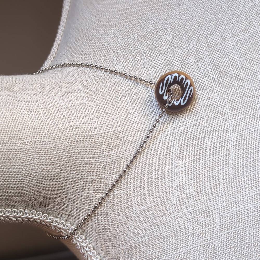 Donut Necklace Cute Charm Kitsch Funky Fun Food Pastry Sweet Treat